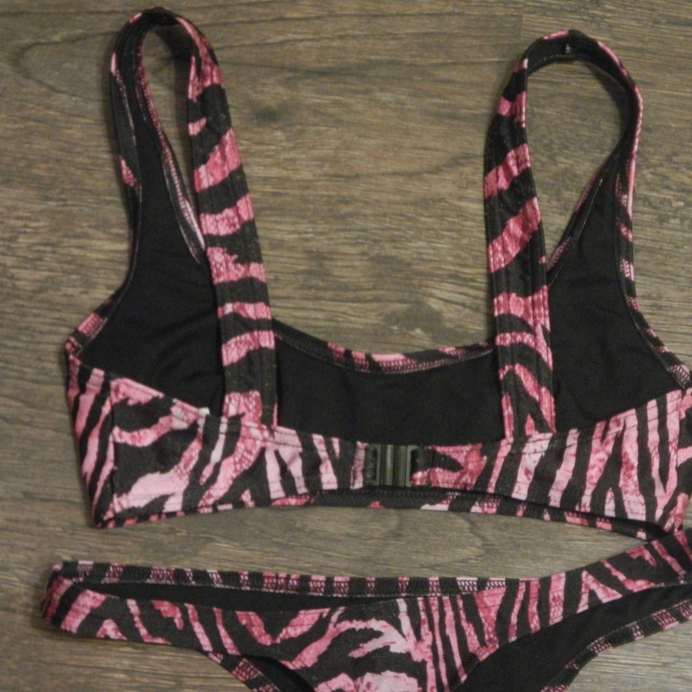 Asos Zebra Print Bikini Set Thong Bottom Two Piece Swimsuit - Picture 5 of 8